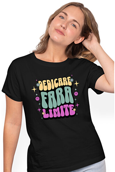 StoryGift Romania Tricou Femei Dedicare Fara Limite, Cu Imprimeu Pe Fata, 100...
