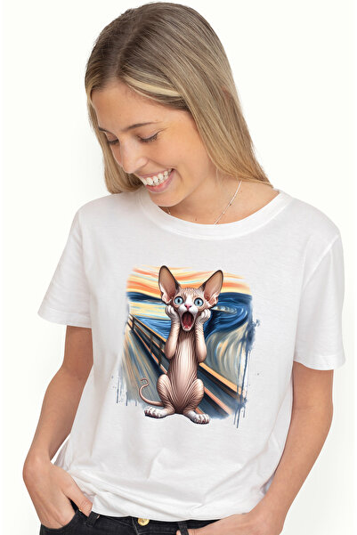StoryGift Romania Tricou Femei Cu Pisica Sphynx Speriata/uimita, Se Tine Cu M...