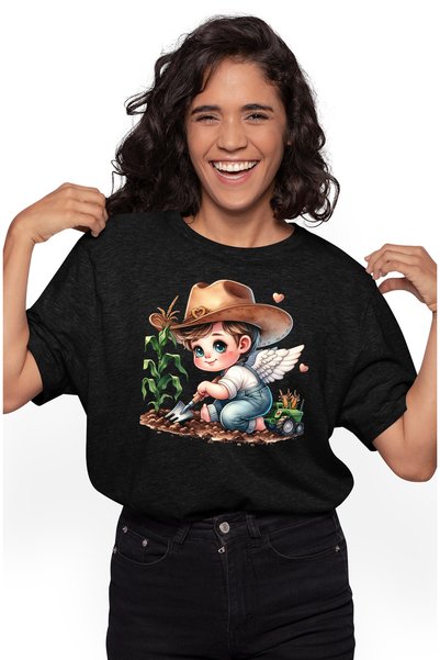 StoryGift Romania Tricou Femei Cu Un Bebelus Cu Aripi Care Sapa, Ilustratie, ...