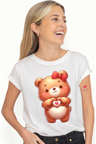 StoryGift Romania Tricou Femei Cu Un Ursulet Vesel, De Plus, Tine Degetele In...