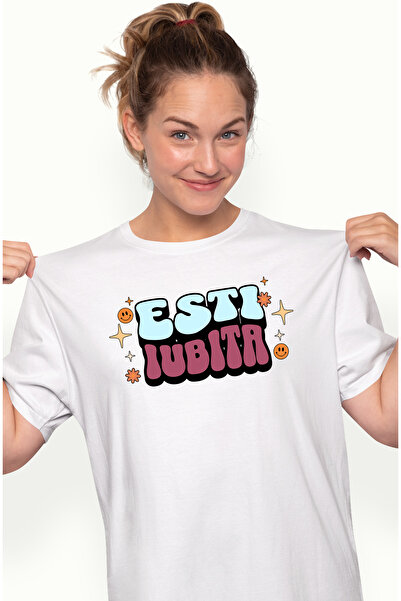 StoryGift Romania Tricou Femei Esti Iubita, Cu Imprimeu Pe Fata, 100% Bumbac,...