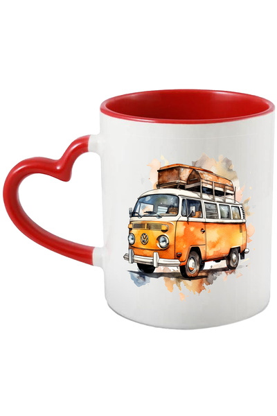 StoryGift Romania Cana Cu Volwagen, Van, Watercolor, Masina, Retro, Multicolo...