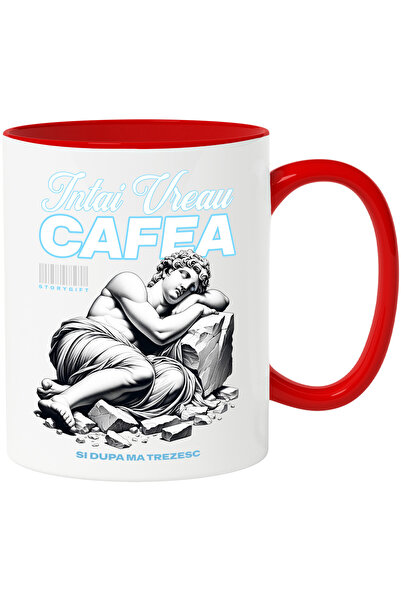StoryGift Romania Cana Intai Vreau Cafea Si Dupa Ma Trezesc, 330ml, Ceramic C...