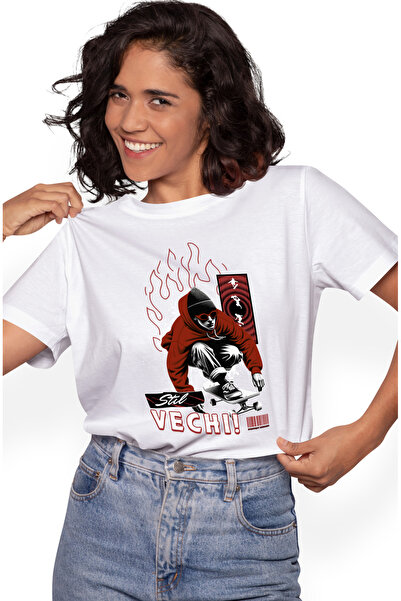 StoryGift Romania Tricou Femei Baiat Gangster Pe Skateboard Text Stil Vechi C...