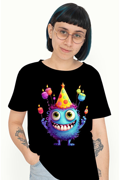 StoryGift Romania Tricou Femei Cu O Creatura Albastra Cu Forma De Minge, Ilus...