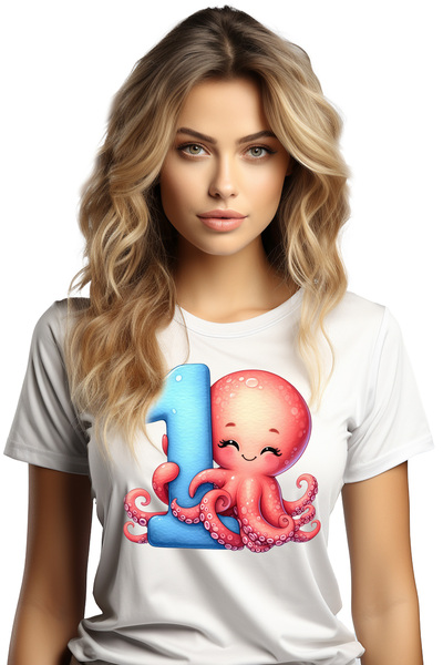StoryGift Romania Tricou Femei Cu Caracatita Cu Cifra "1", Ilustratie, Pentru...