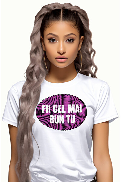 StoryGift Romania Tricou Femei Citat Motivational Fii Cel Mai Bun Tu Cu Impri...