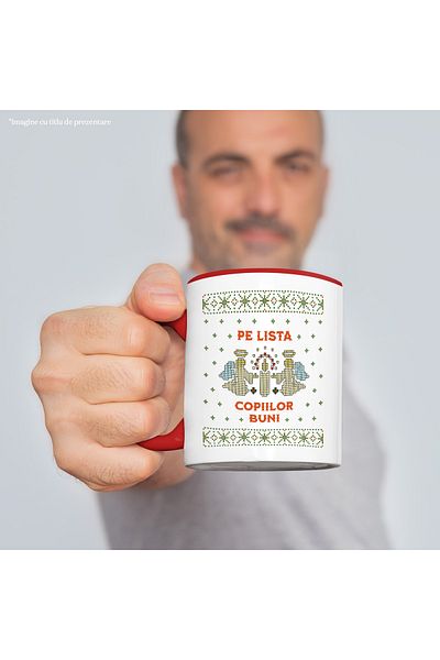 StoryGift Romania Mug on the list of good children two angels Santa's list, 330ml, Ceramic with R Handle, Cu, STG