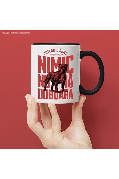 StoryGift Romania Angry Dog Mug Motivational Message NOTHING CAN KNOCK YOU DOWN, 330ml, Ceramic with Man, With,STG