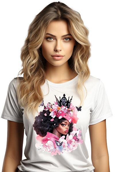 StoryGift Romania Tricou Femei Cu O Fata De Culoare, Ilustratie, Abstract, Fl...