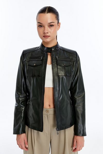 CE-YIL DERİ ÜRÜNLERİ Women's Genuine Leather Coat