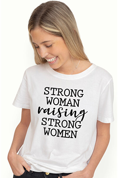 StoryGift Romania Tricou Femei Cu Mesajul "strong Woman Raising Strong Women" - Femeia Puternica V Wht_l