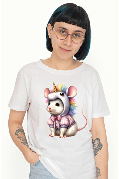 StoryGift Romania Tricou Femei Cu Un Sobolan Costumat In Unicorn, Ilustratie,...