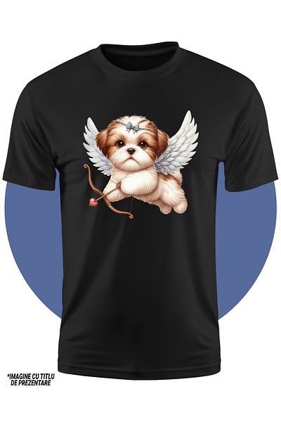 StoryGift Romania Tricou Copii Cu Un Catelus Blanos Timid, Ilustratie, Trage Cu Arcul, Aripi, Zboara, Valent