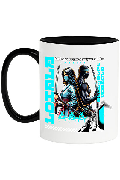 StoryGift Romania Cana Fata Loiala Ninja, Text Loialitatea Inseamna Sprijin Si Liniste Cuplu, 330m, Cu Maner Negru Stg