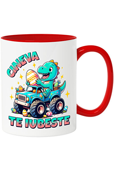 StoryGift Romania Cana Cu Dinozaur Vesel In Masina De Teren Oua De Peste Colo...