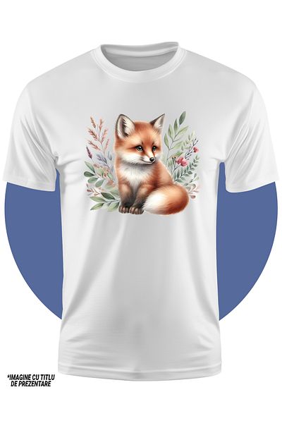 StoryGift Romania Tricou Copii Cu Un Pui De Vulpe Timid, Ilustratie, Plante, Flori, Natura, Grija, Copilarie