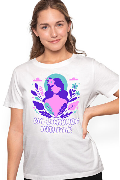 StoryGift Romania Tricou Femei Ma Conduce Intuitia Mesaj Pozitiv Fata Cu Impr...