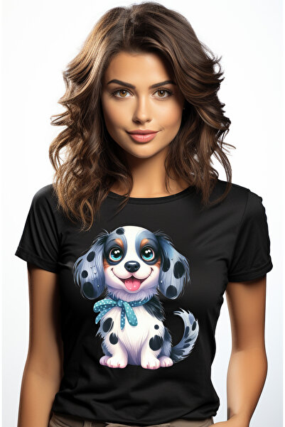 StoryGift Romania Tricou Femei Cu Un Catel Vesel, Ilustratie, Limba Scoasa, J...