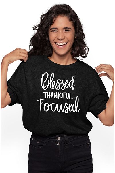 StoryGift Romania Tricou Femei Cu Textul "blessed, Thankful, Focused" - Binecuvantat Recunoscator Blk_m