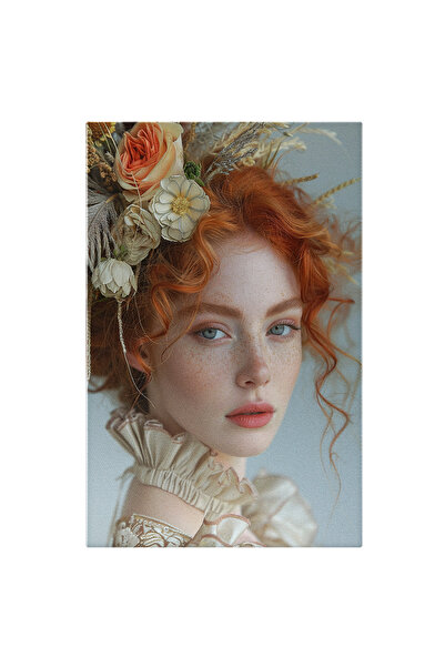 StoryGift Romania Tablou Canvas: Femeie Roscata Cu Ochi Albastri Si Pistrui I...