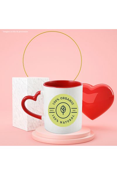 StoryGift Romania Mug With Message In English 100% Organic, Circle, Leaf, Geometric, Badge, Natural, With, STG
