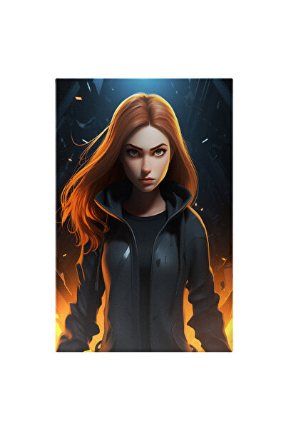 StoryGift Romania Tablou Canvas: Expresia Furiei Fata In Costum Negru Portret...