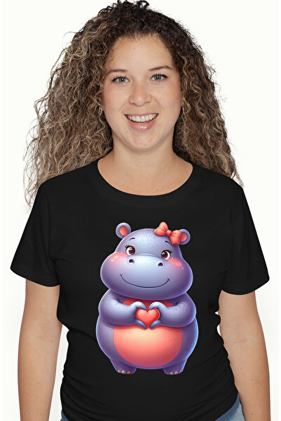 StoryGift Romania Tricou Femei Cu O Femela Hipopotam Care Face Un Semn In For...