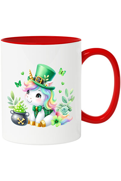 StoryGift Romania Cana Cu Un Unicorn Care Poarta O Palarie Verde | Ilustratie...