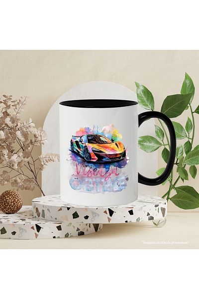 StoryGift Romania Mug With Message Dream It, Sports Car, Watercolor, Multicolor 330 ml, Ceram, With ,STG