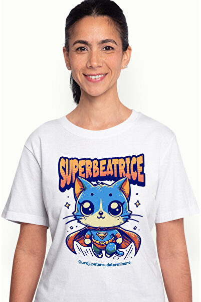 StoryGift Romania Tricou Femei Super Beatrice, Supererou, Pisica Zburand, Cu ...