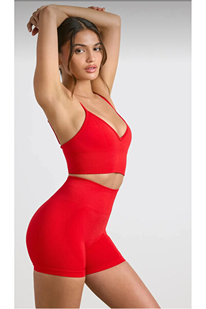 BK Dikişsiz yüksek bel kalça büzgülü push up toparlayıcı şekillendirici spor şort tayt