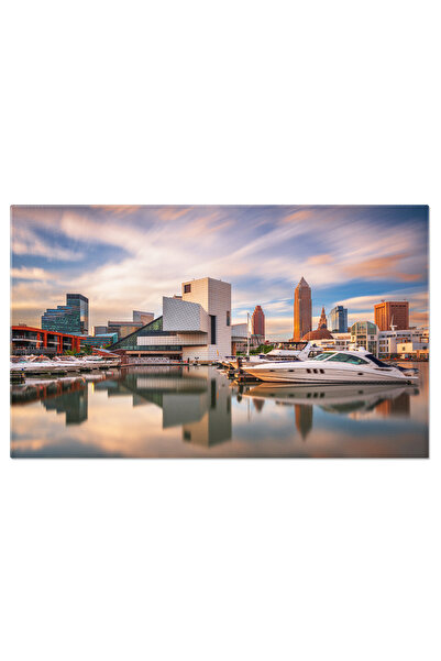 StoryGift Romania Tablou Canvas: Orasul Cleveland La Apus - Architecture, Cityscape, Dusk, Downtown