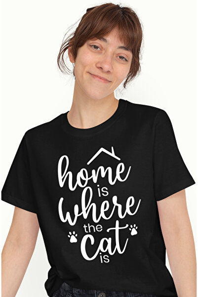 StoryGift Romania Tricou Femei Pentru Iubitorii De Pisici Cu Textul "home Is ...
