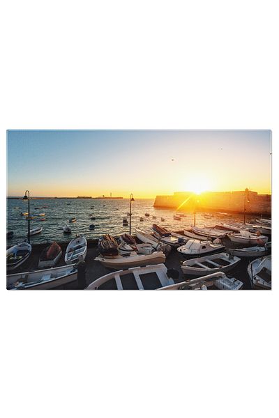 StoryGift Romania Tablou Canvas Plaja La Caleta Si Castelul Santa Catalina In Cadiz, Andaluzia, Arhitectura, Plaj