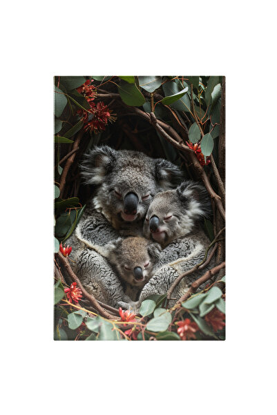 StoryGift Romania Tablou Canvas Cuibul Cu Urși Koala În Siguranța Frunzelor P...