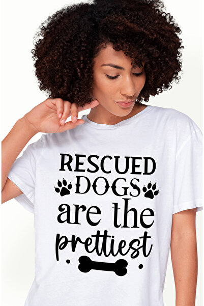 StoryGift Romania Tricou Femei Cu Os Si Mesajul "rescued Dogs Are The Prettie...