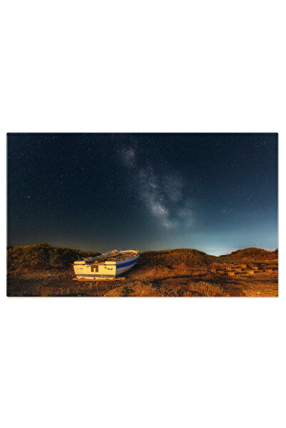 StoryGift Romania Tablou Canvas Calea Lactee Deasupra Unei Barci Noapte, Cosm...