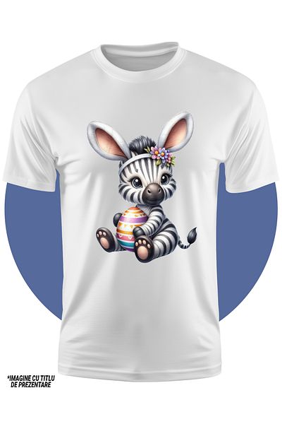 StoryGift Romania Children's T-shirt with a little zebra, illustration, painted egg, bunny ears, popcorn, for, STG4