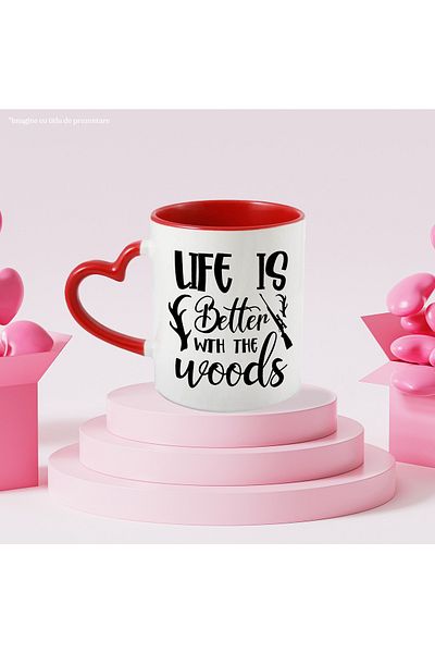 StoryGift Romania Mug for hunting enthusiasts with the message "Life is better with forests" with M, Cu, STG