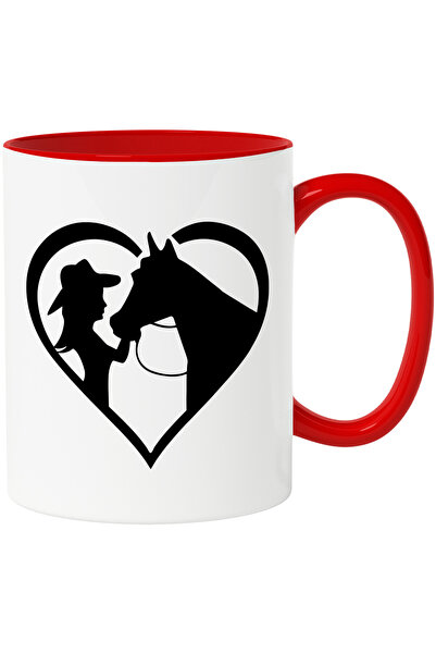 StoryGift Romania Cana Cu O Inimioara Pentru Iubitoarele De Cai Cu Maner Rosu...
