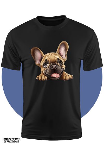 StoryGift Romania Tricou Copii Cu Un Catel Cu Limba Scoasa, Ilustratie, Asculta Atent, Jucaus, Pentru Iubito