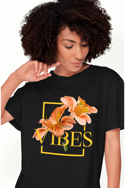 StoryGift Romania Tricou Femei Cu Flori Tropicale Roz Portocaliu, Text In Eng...