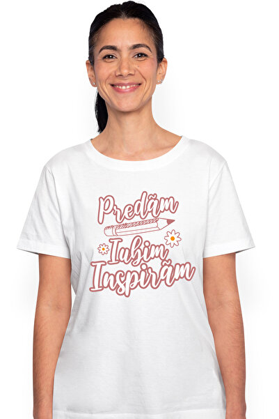 StoryGift Romania Tricou Femei Predam, Iubim, Inspiram Profesor Educatie Cu I...