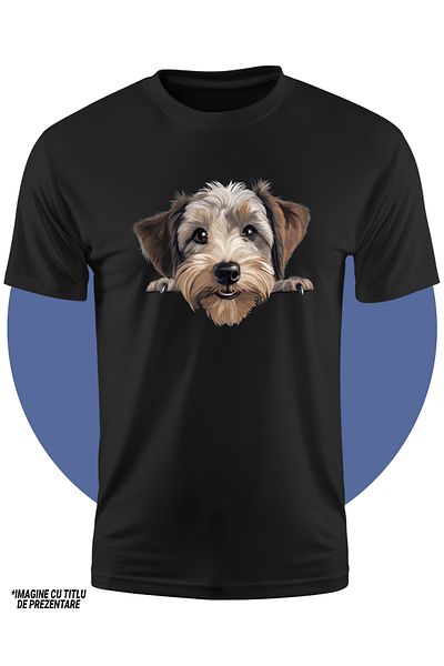 StoryGift Romania Tricou Copii Cu Un Caine Blanos Care Se Uita Peste Gard, Ilustratie, Veselie, Nerabdare, P