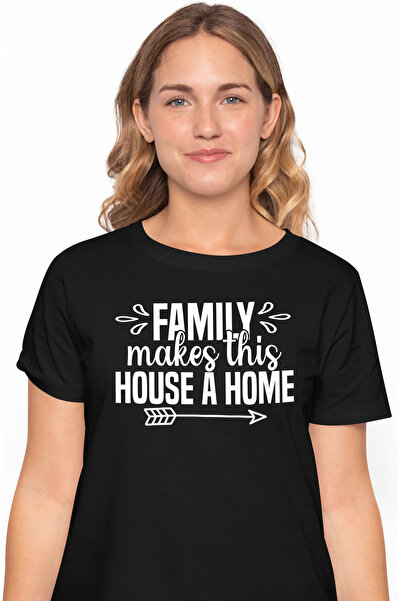 StoryGift Romania Tricou Femei Cu Mesajul "family Makes This House A Home" - ...