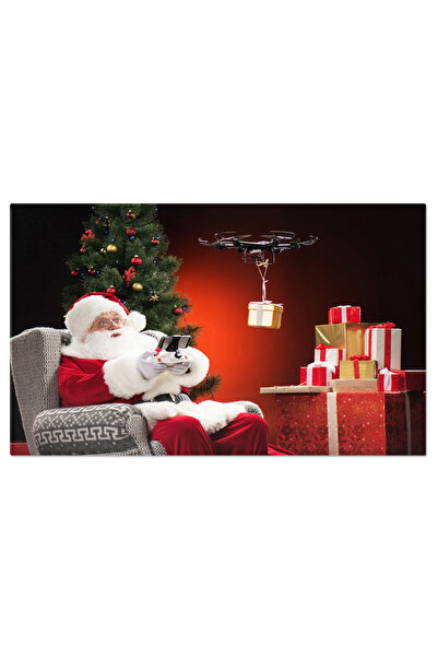 StoryGift Romania Tablou Canvas Mos Craciun Sasezanduse Pe Un Fotoliu Gri Si ...