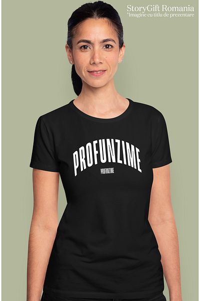StoryGift Romania Tricou Femei Cuvantul Profunzime, Motivational, Self Help, Intelegere de Sine, A BLK_L
