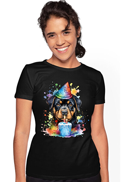 StoryGift Romania Tricou Femei Cu Un Catel Rottweiler, Ilustratie, Aniversare...
