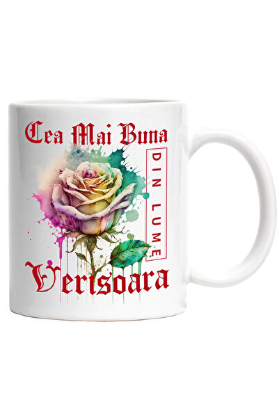 StoryGift Romania Cana Cu Textul Cea Mai Buna Verisoara, Din Lume, Floare, Tr...
